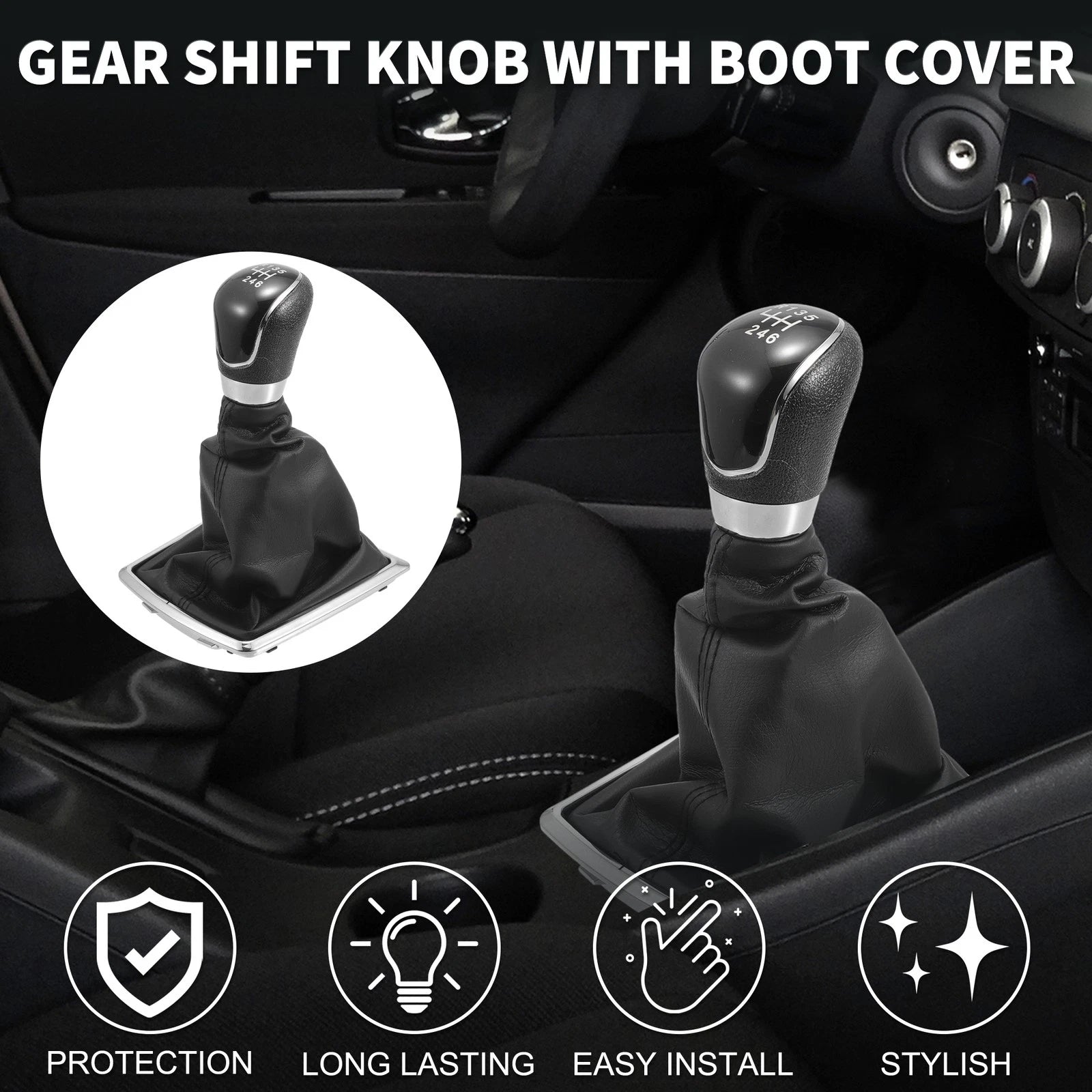 6 Speed Manual Gear Shift Knob with Cover for Ford Focus MK2 (2005–2012)
