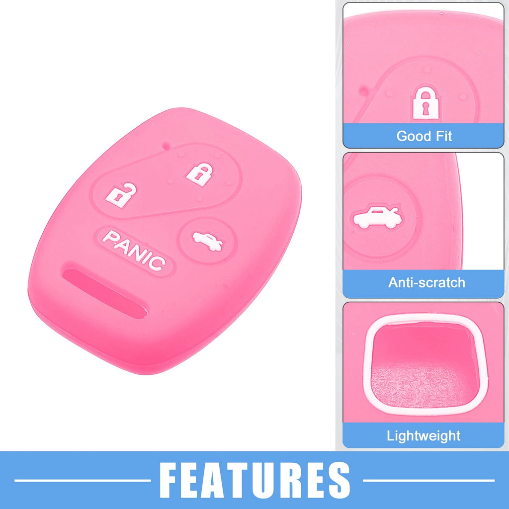 2X Smart Key Fob Cover for Honda Accord Civic CR-V Pilot (Black Pink)