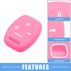 2X Smart Key Fob Cover for Honda Accord Civic CR-V Pilot (Black Pink)