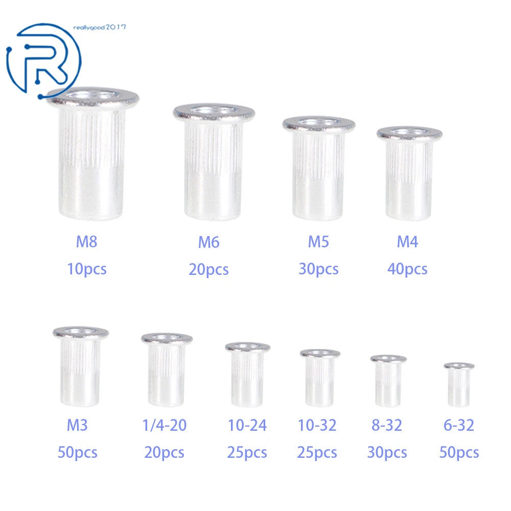 Set of 300 Aluminum Rivet Nuts for Various Applications