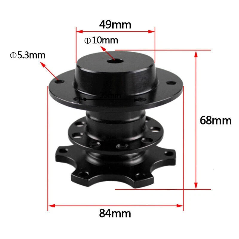 Black Universal Steering Wheel Quick Release Hub Adapter