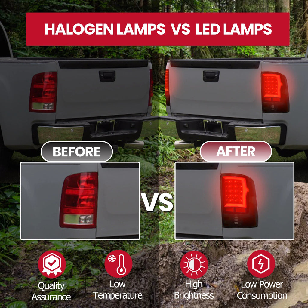LED Tube Tail Lights for GMC Sierra 1500 2500HD 3500HD (2007-2014)