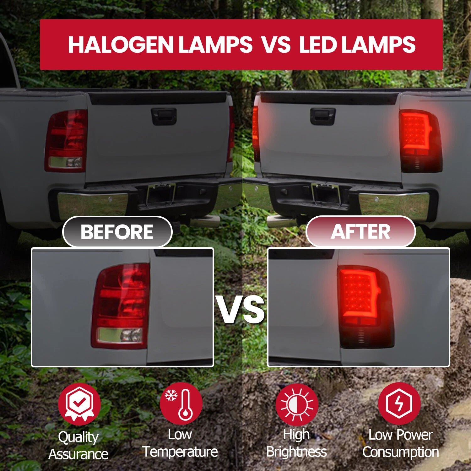 LED Tube Tail Lights for GMC Sierra 1500 2500HD 3500HD (2007-2014)