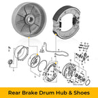 Rear Brake Drum Hub & Shoes for Honda Foreman 500 TRX500FE/FM/FPE/FPM/TM (2005–2013)