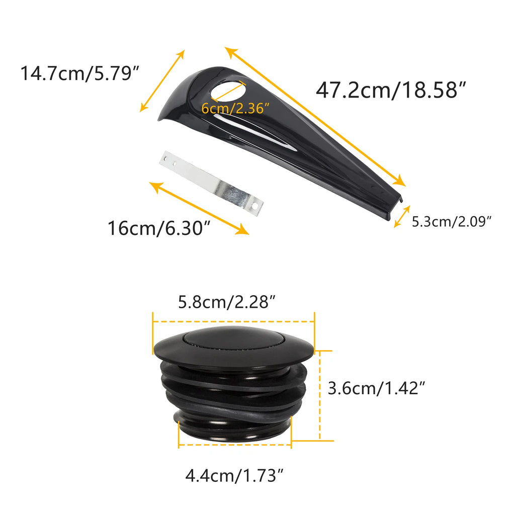 Glossy Black Dash Fuel Console + Gas Tank Cap Cover for Harley Street Glide (2008–2023)