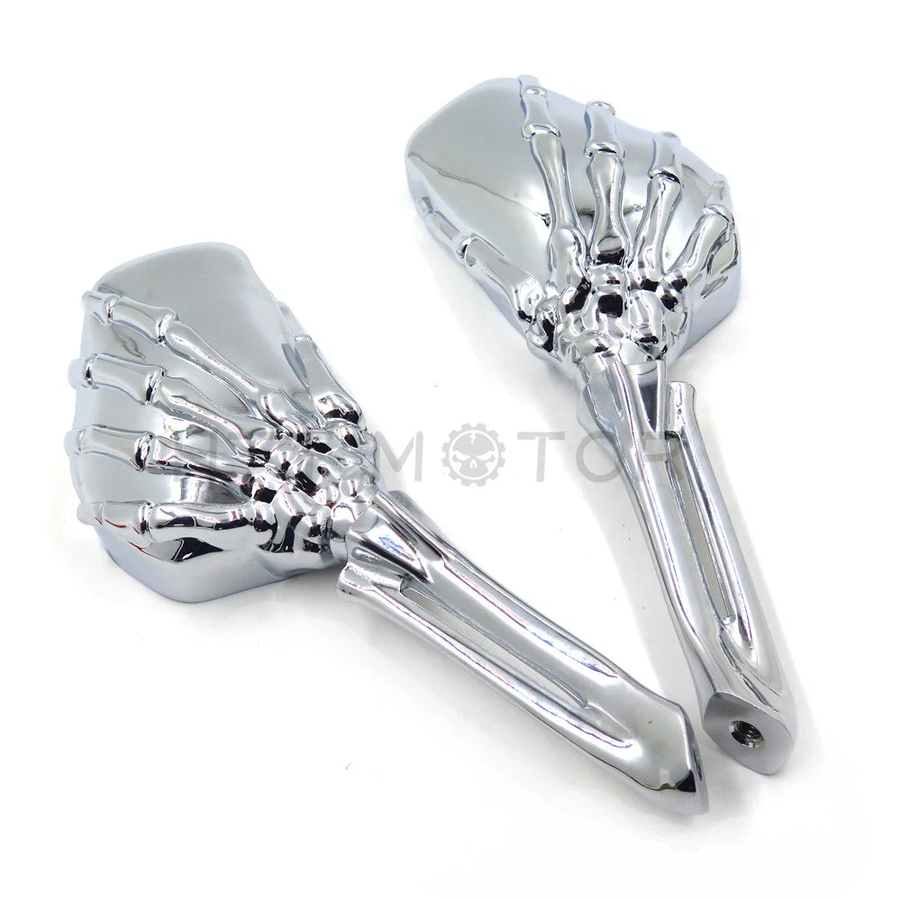 Skull Mirror 10mm 8mm for Yamaha Road Star Vmax Vstar 1700 Warrior Virago Chrome