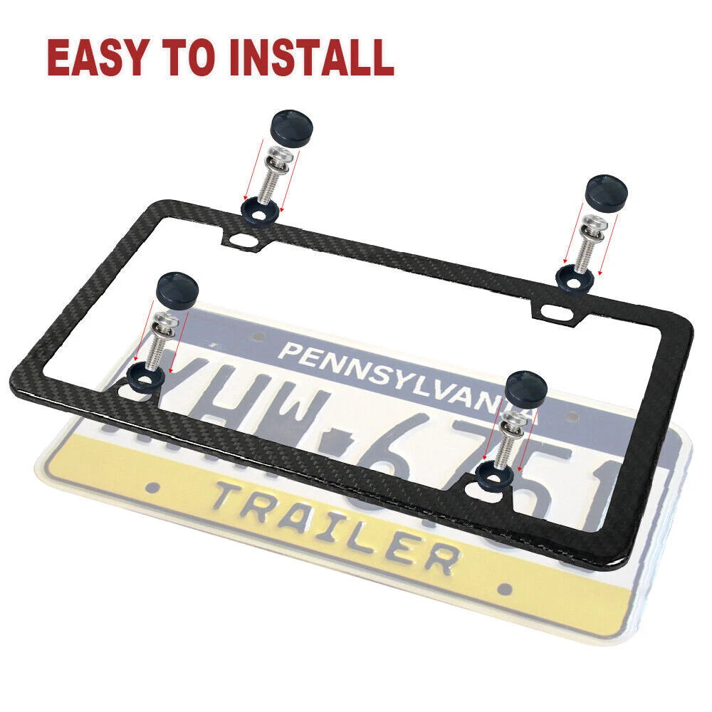 Carbon Fiber License Plate Frame for Cars (4 Holes)