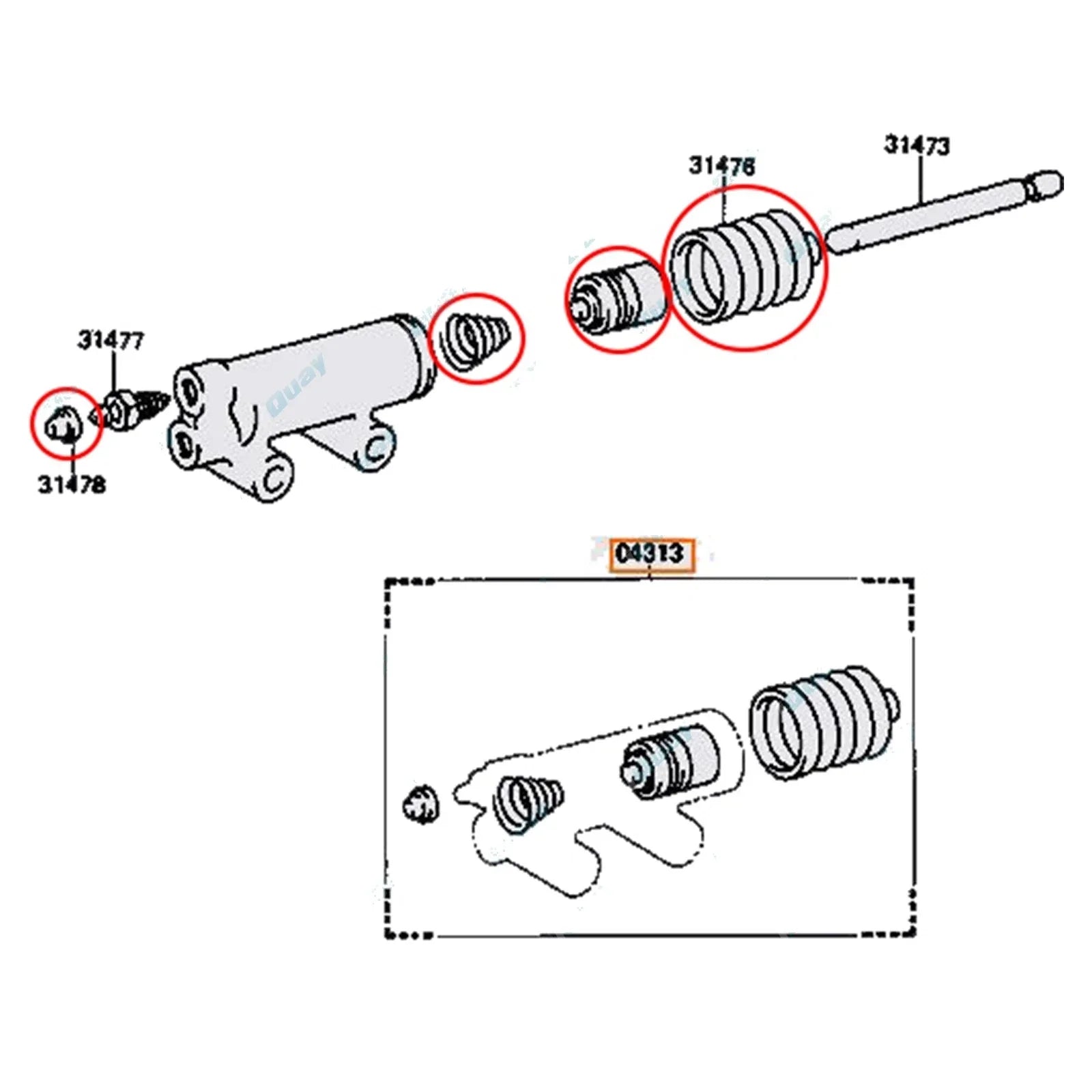 Clutch Slave Cylinder Repair Kit for Hilux LN65 LN85 LN86 RN85 4wd 18-7/97
