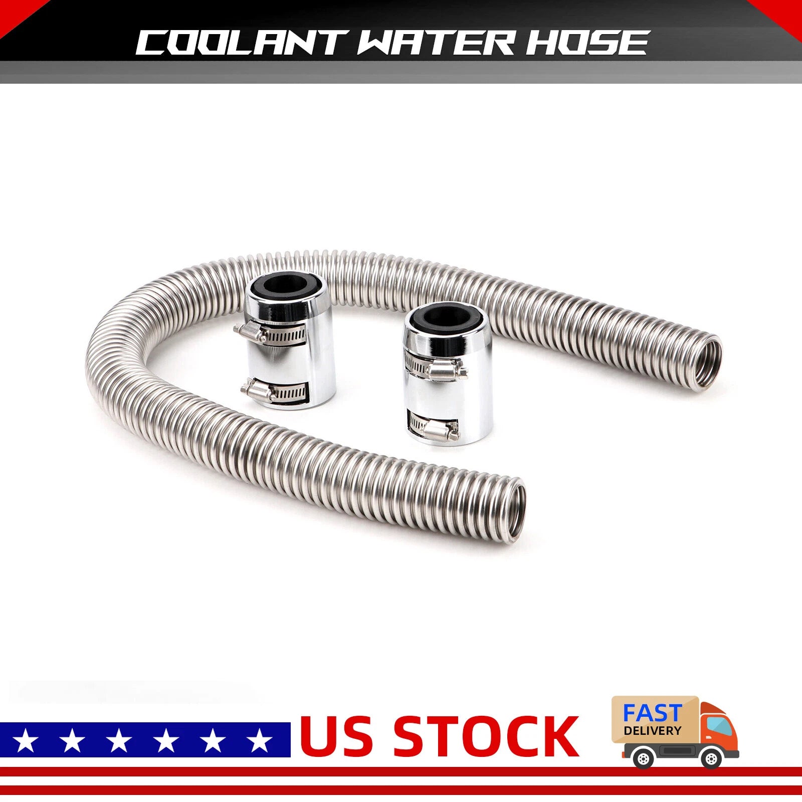 36" Chrome Stainless Steel Radiator Hose Kit for