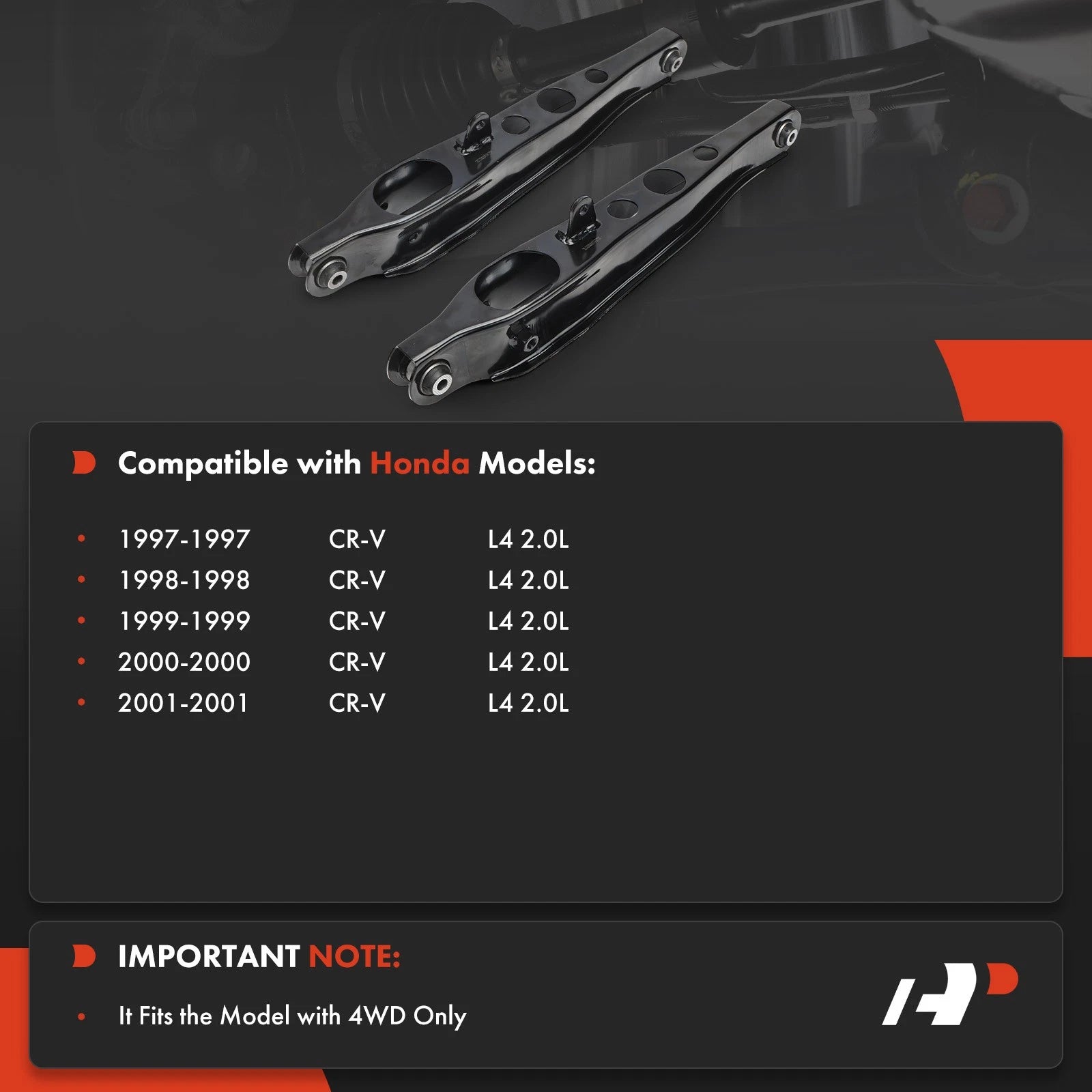 2X Rear Lower Control Arm for Honda CR-V (1997-2001)