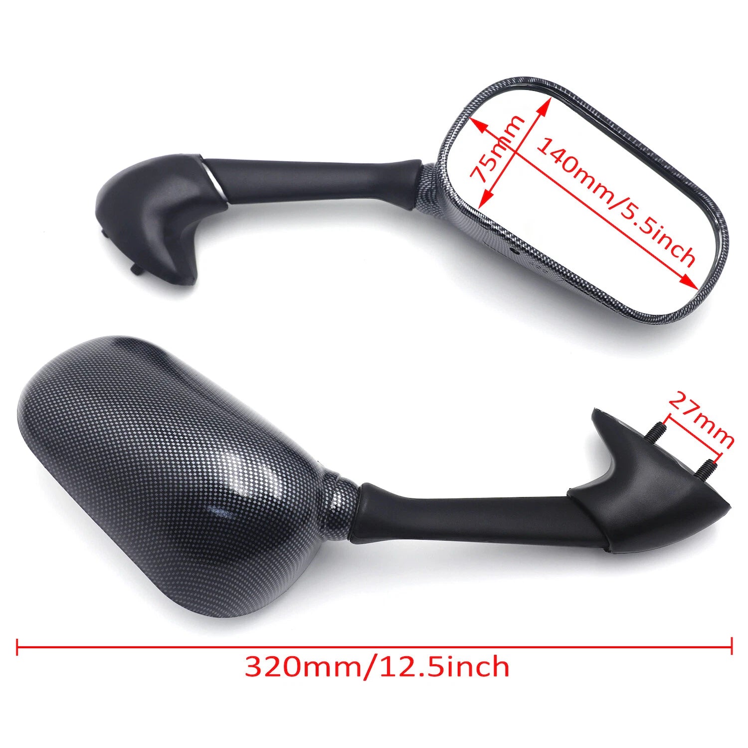 Carbon Fiber Mirrors for Yamaha YZF-R6 (2003–2005) / YZF-R6S (2006–2009)