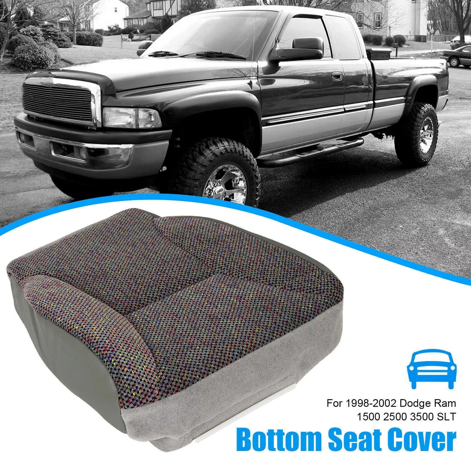 Driver Bottom Seat Cover & Foam Cushion for Dodge Ram 1500 2500 3500 (1998-2002)