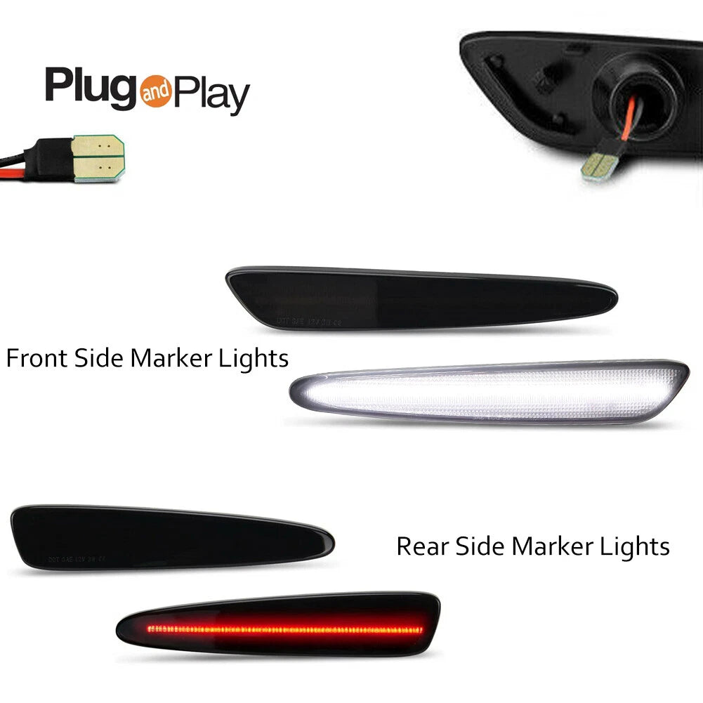 Set of 2 White & Red Side Marker Lights for Chevy Corvette C6 (2005–2013)