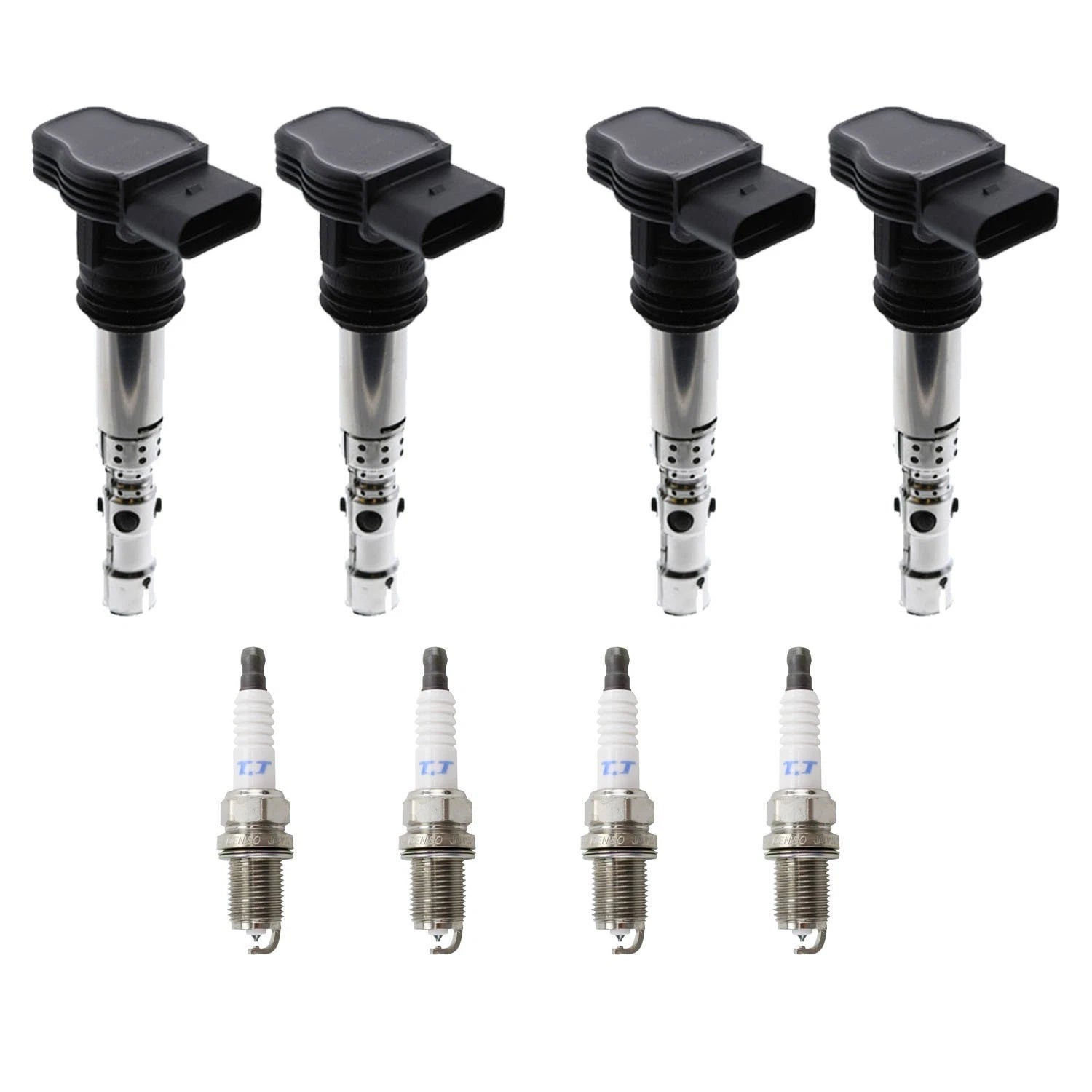 Set of 4 Ignition Coils & Denso Platinum TT Spark Plugs for Audi A4 TT Golf Beetle (2000–2023)