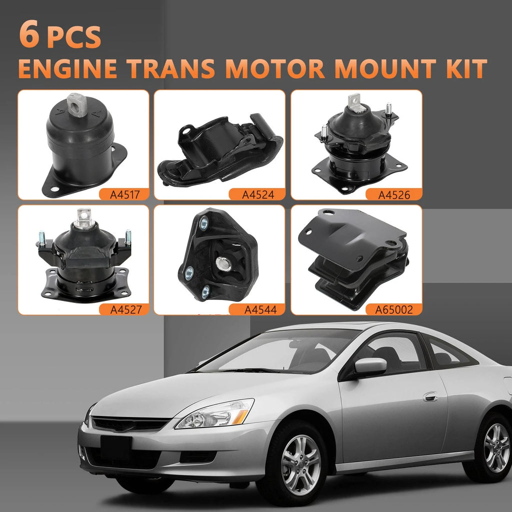 Set of 6 Motor Mounts for Acura TL (2005–2006) & Honda Accord (2003–2007)