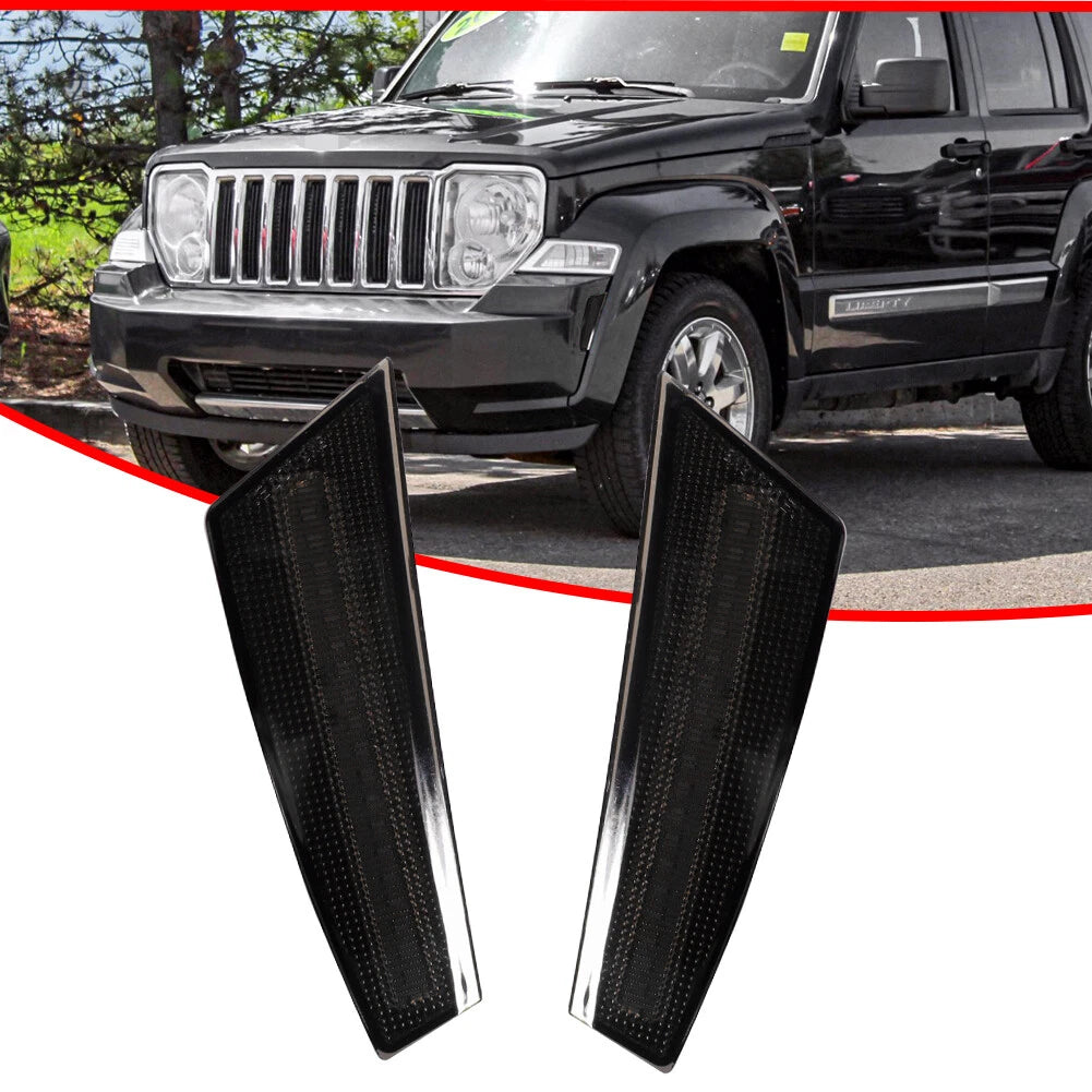 Smoked Black Lens Front Fender Side Marker Light for Jeep Liberty (2008–2012)
