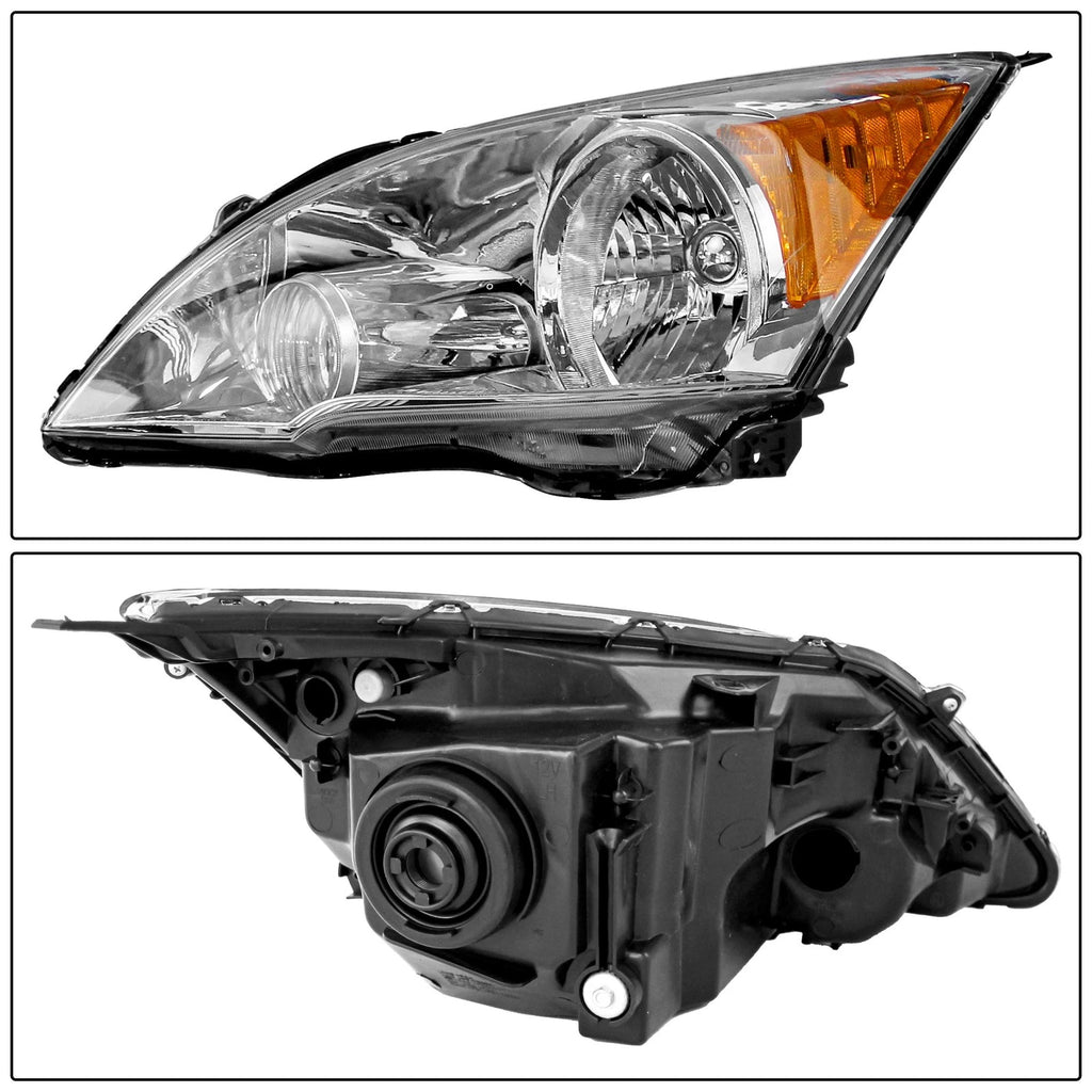 Headlight Assembly Pair Chrome Housing for Honda CR-V (2007-2011)