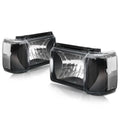 Set of 2 Black Housing Headlights with Clear Corner Lamp for Ford F150/F250/F350/Bronco (1987–1991)