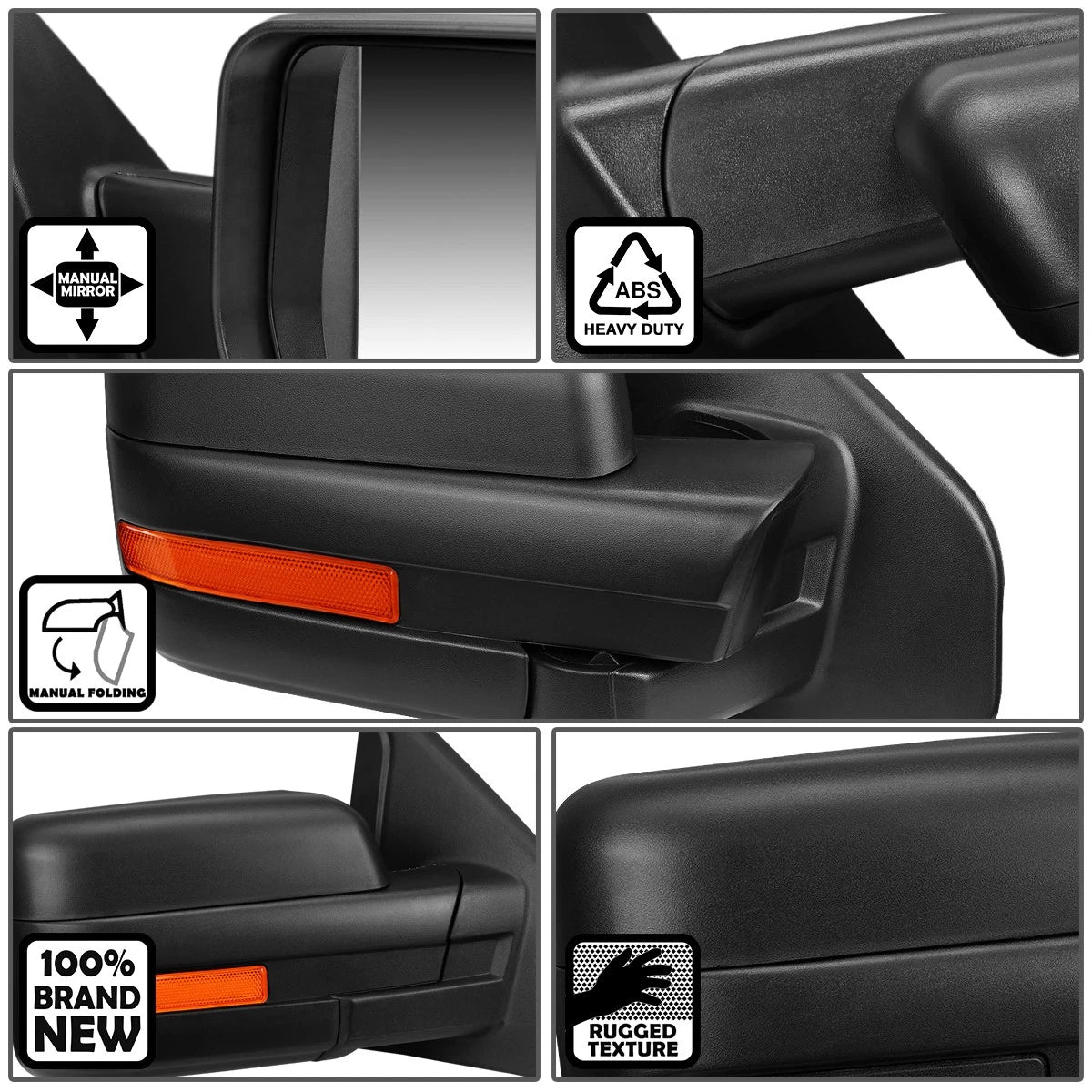 Foldable Arm Manual Rear View Side Mirror Right for F150 (2004–2014)