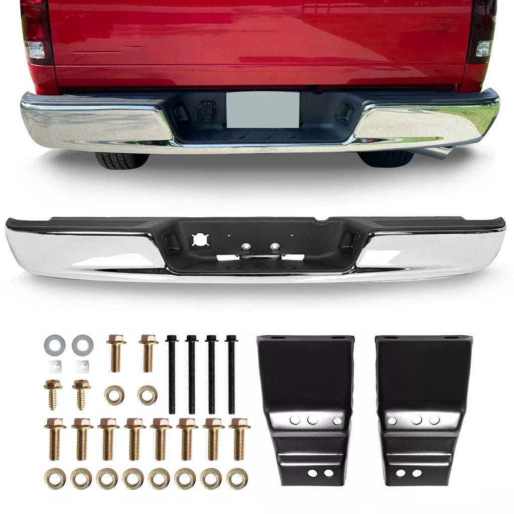 Chrome Rear Step Bumper Assembly for Dodge Ram 1500 2500 3500 (2002–2009)