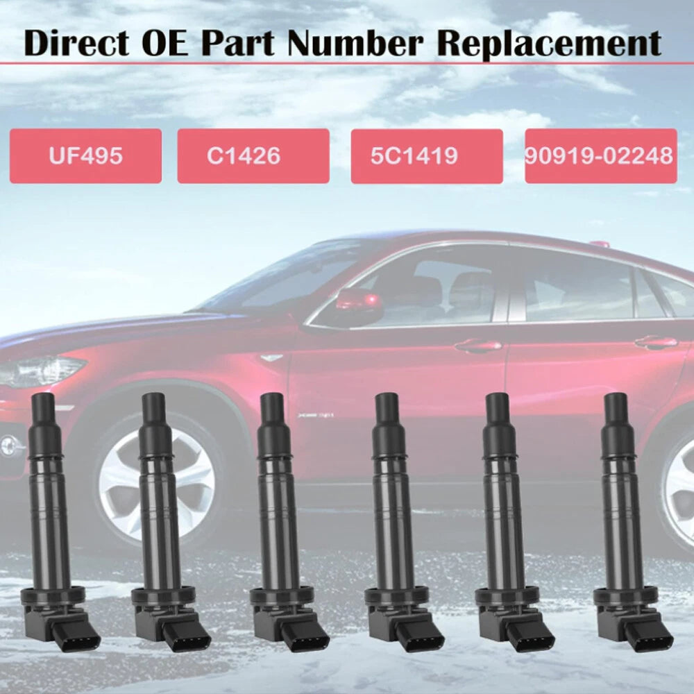 6X Ignition Coils + 6X Iridium Spark Plugs for Toyota 4Runner Tacoma Tundra (2003–2021)