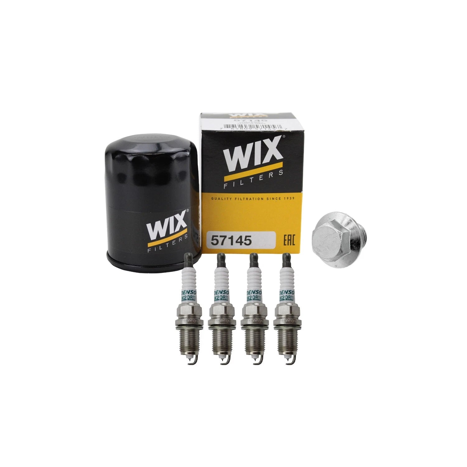 Wix Engine Oil Filter & Denso Spark Plugs Set for Camry Matrix RAV4 Solara (L4)