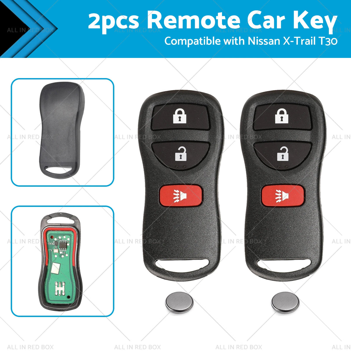 2pc Remote Flip Key for Nissan X-Trail T30 (2002–2007) 433MHz Replacement