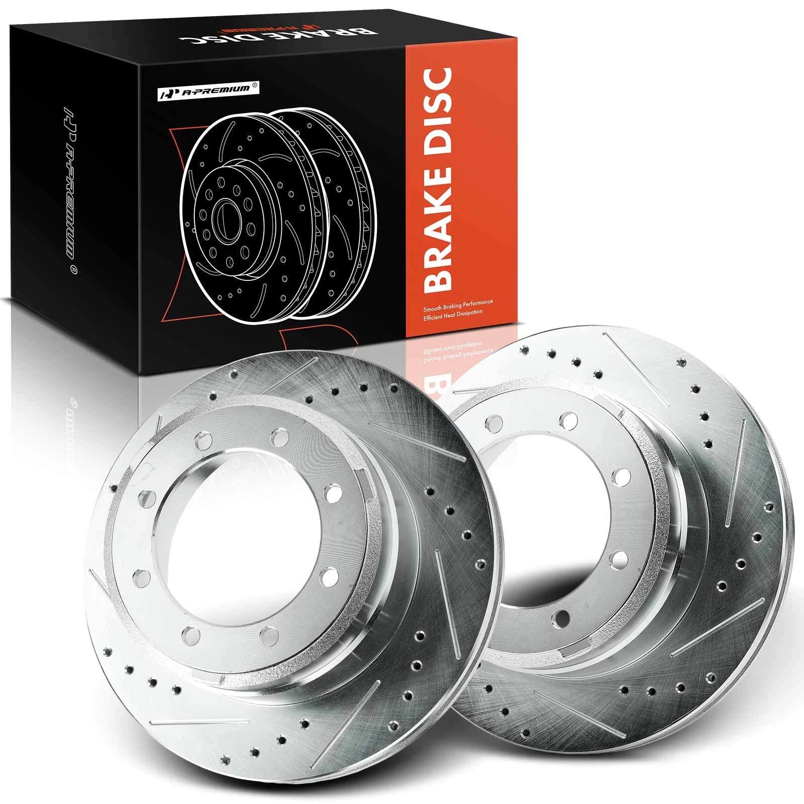Set of 2 Rear Drilled Brake Rotors for Ford F-350 Super Duty (2005–2012)