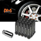 20Pc M12X1.5 Black JDM Open End Conical Wheel Lug Nuts + Extension 25mm