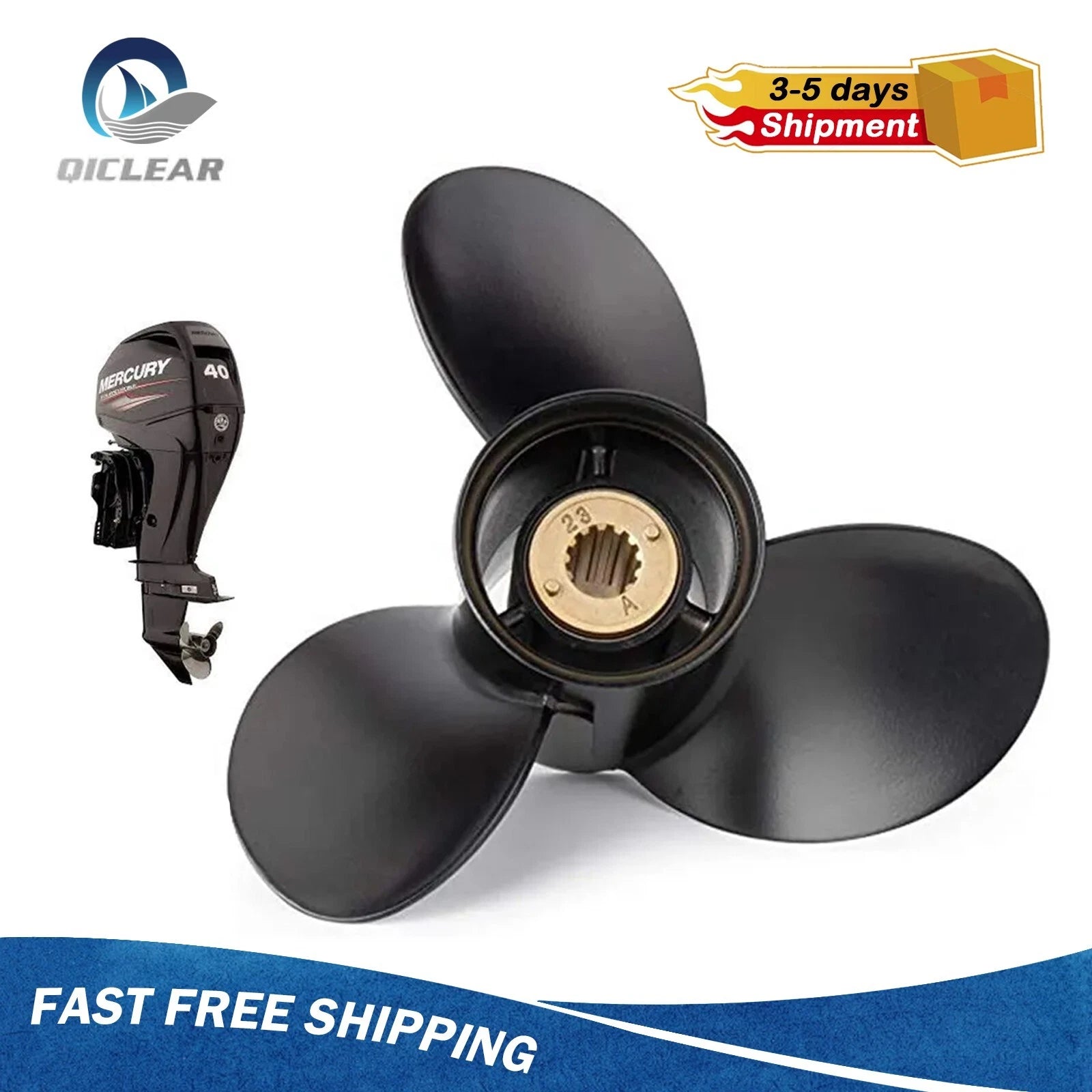 10 5/8 x 12 Aluminum Boat Propeller for Mercury 25-70 HP (RH) 48-73134A45