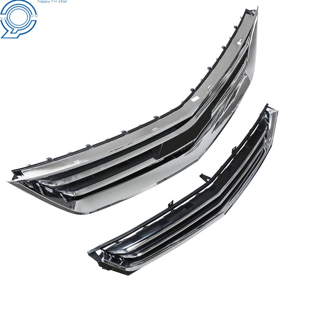 Set of 2 Chrome Black Front Grilles for Chevrolet Impala (2014–2020)
