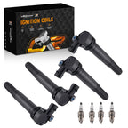 Set of 4 Ignition Coils and Spark Plugs for Fiat 500 (2012–2017)