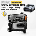 LED Headlight for Chevy Silverado 1500 ZR2 (2022–2026) Black w/LED DRL