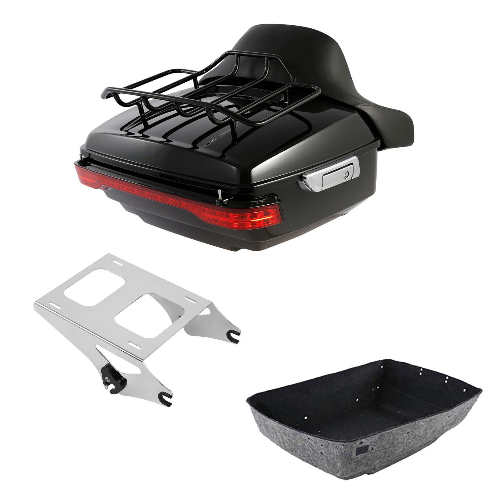 Trunk Luggage Backrest Pad Light Mount Rack for Harley Touring (2014–2026)