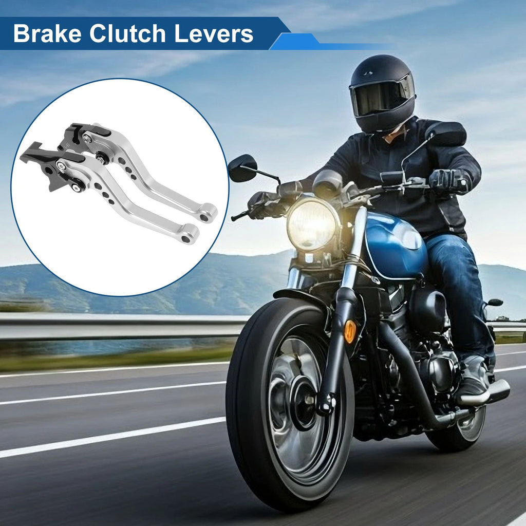 Adjustable Short Brake Clutch Levers for Suzuki SV650 (1999–2009) Silver Tone