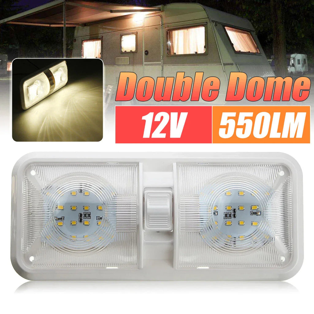 Interior Double Dome Ceiling Light for RV Boat Camper Trailer 12V 48LED