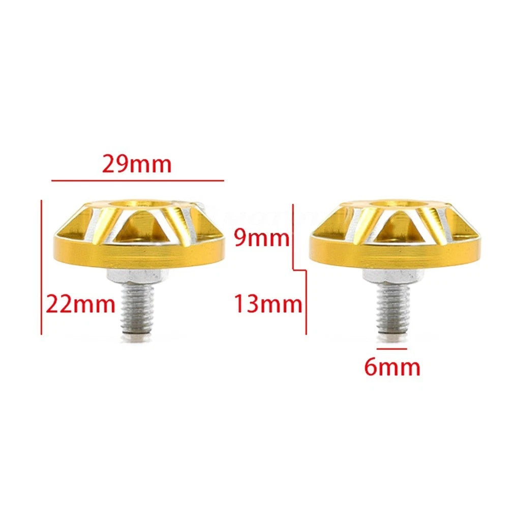 2X Aluminum Alloy 6MM License Plate Screw Bolts for Vehicle Plate Holder