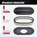 Oval Half Finned Polished Aluminum Air Cleaner with Washable Filter