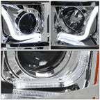 Chrome Amber Signal 3D LED Bar Projector Headlights for GMC Sierra (2007–2014)
