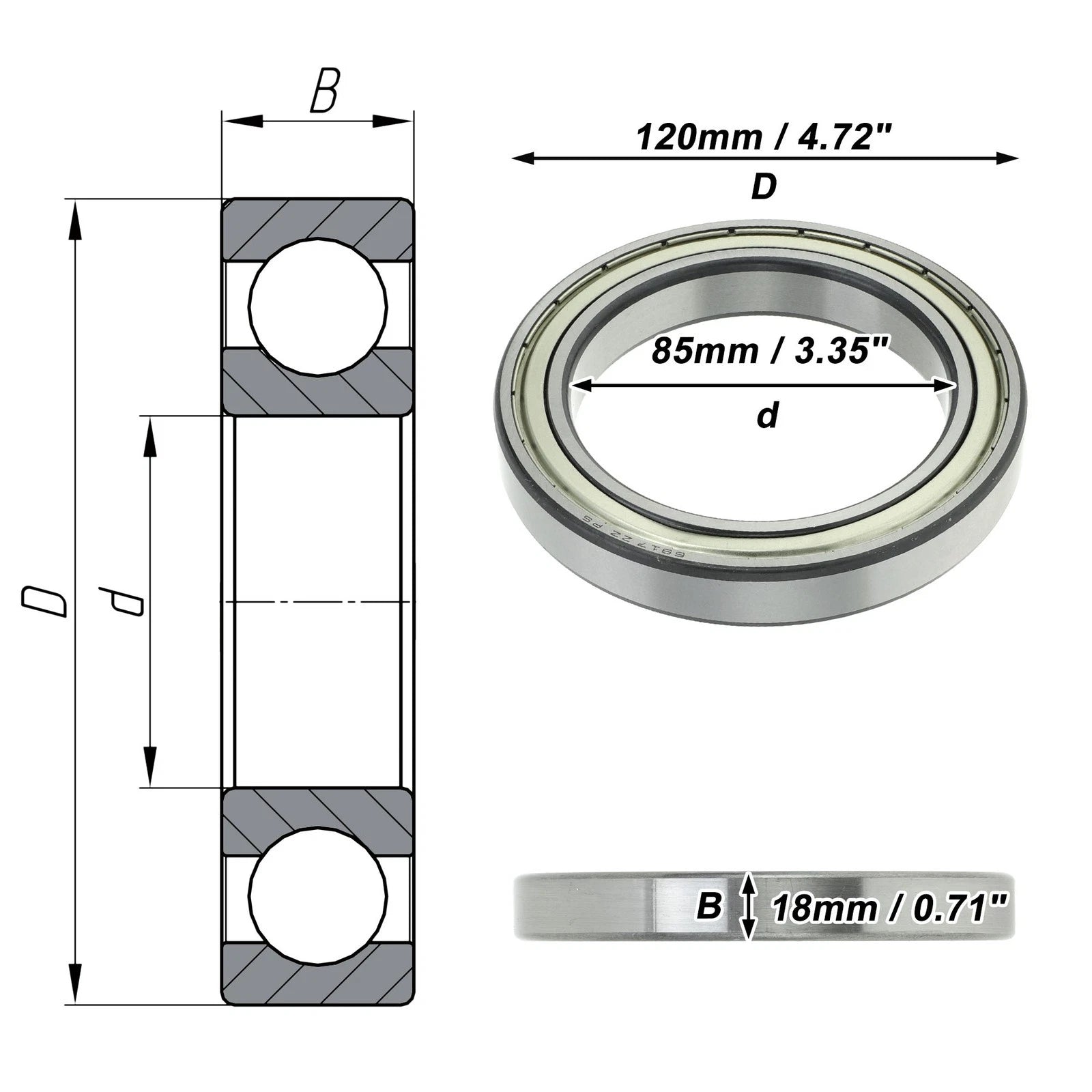 Deep Groove Ball Bearing P5 for Scooter Skateboard Wheel (6917ZZ)