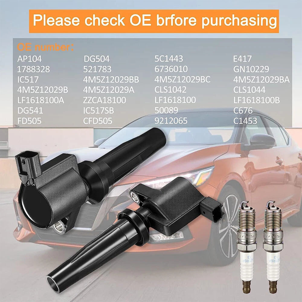 Set of 4 Ignition Coils + 4 Spark Plugs for Ford Focus Escape Mazda Tribute (2000–2012)