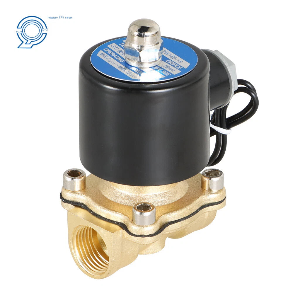 Solenoid Valve for Gas Water Air (12V DC, 1/2 In)