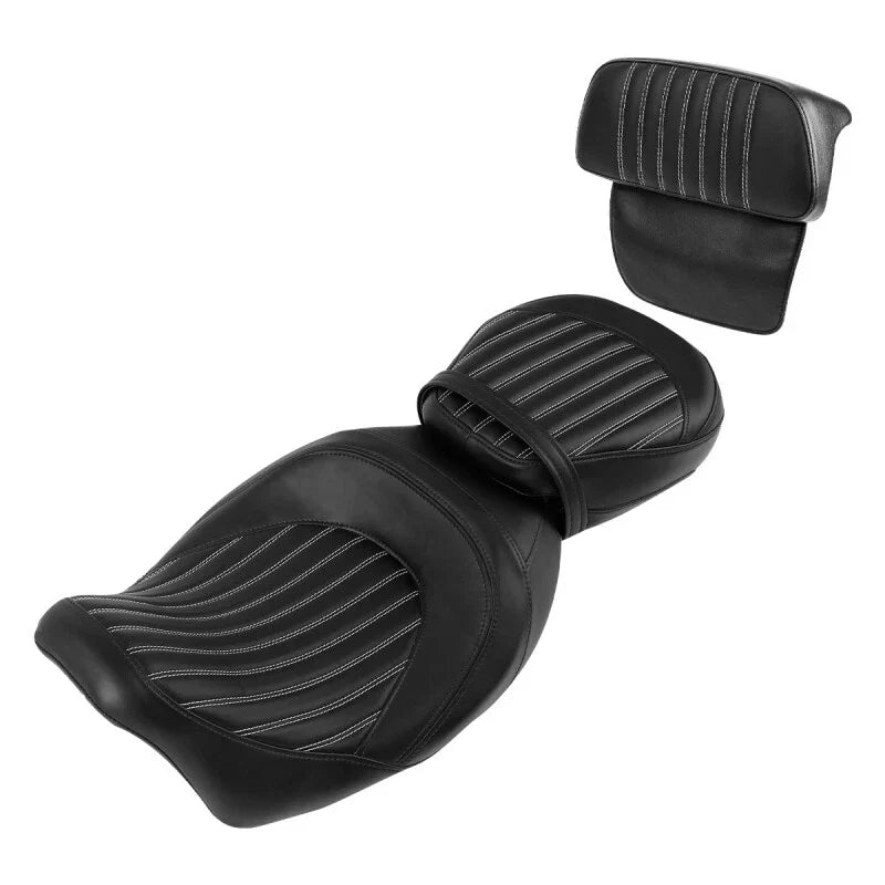 Black Driver Passenger Seat Backrest Pad for Harley Road Electra Glide (14-23)