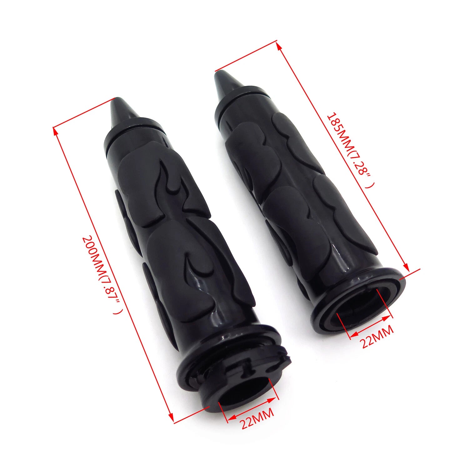 1 Pair Flame Fire Spike Hand Grips for Honda Suzuki Kawasaki Yamaha (7/8")