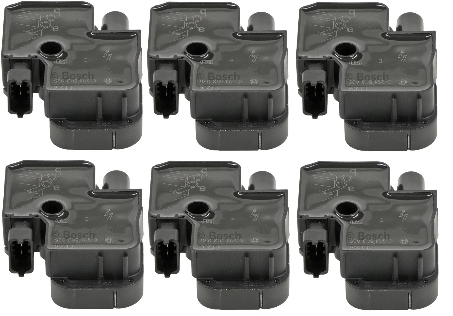 Set of 6 Ignition Coils for Mercedes S203 W203 C208 A208 (2001–2007) Bosch 0221503035