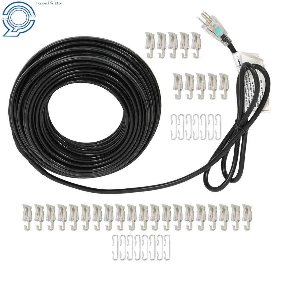 80FT Heat Tape Roof De-Icing Cable Kit with Aluminum Clip Hook