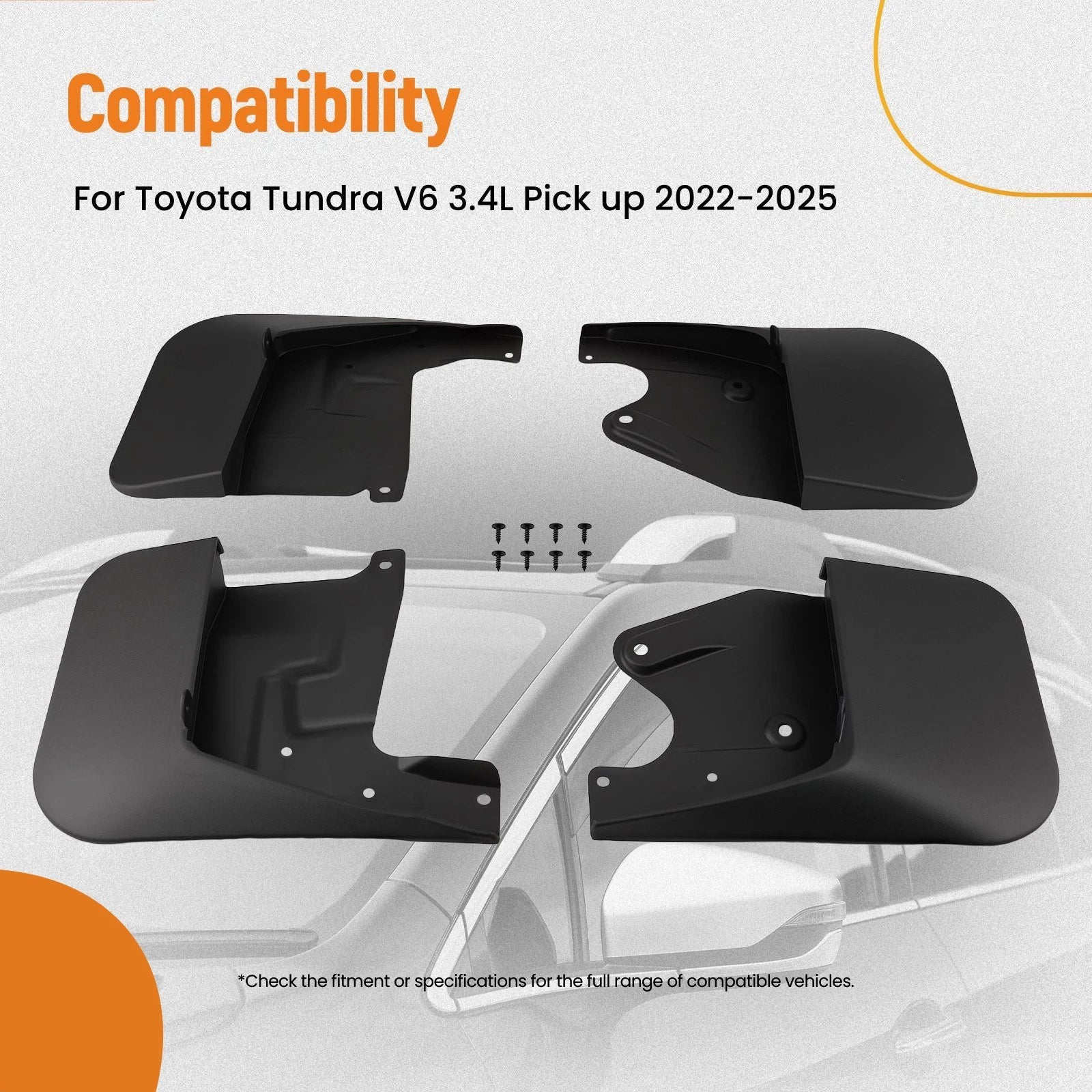 Mud Flaps Splash Guards for Toyota Tundra V6 (2022–2025) 76621-0C080