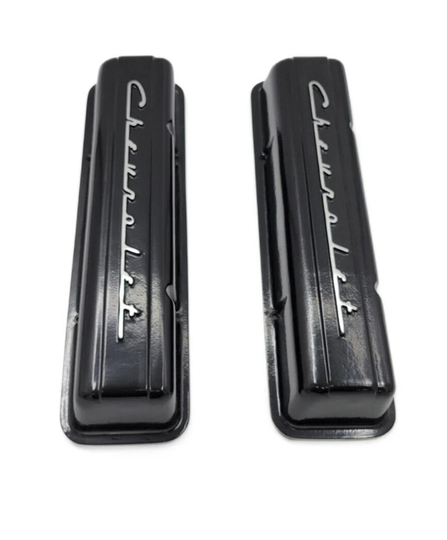 Valve Covers for Chevrolet SBC Small Block Black Script No Holes (1938–1969)