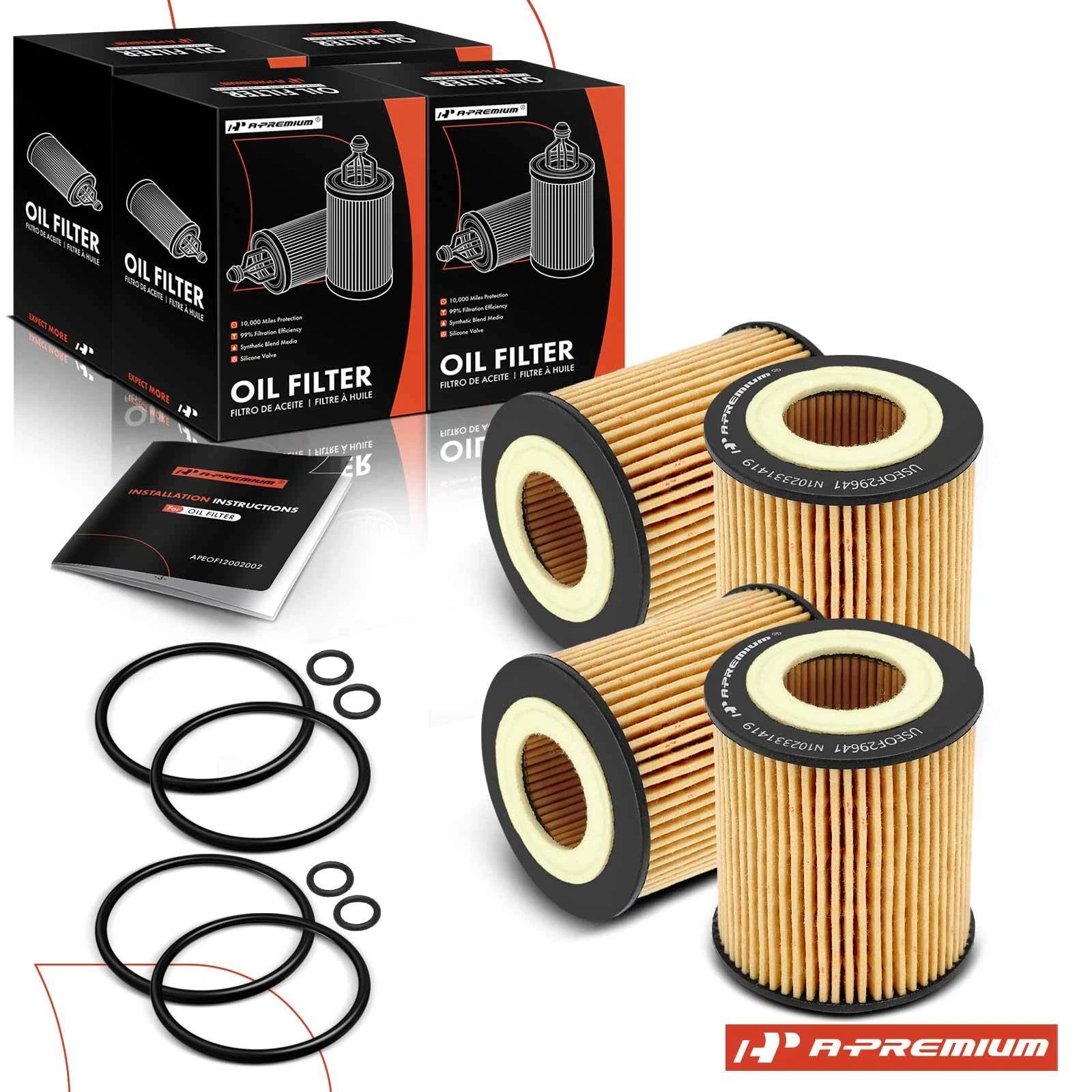 Set of 4 Engine Oil Filters for Ford Escape (2005–2009) Fusion (2006–2009) Mazda