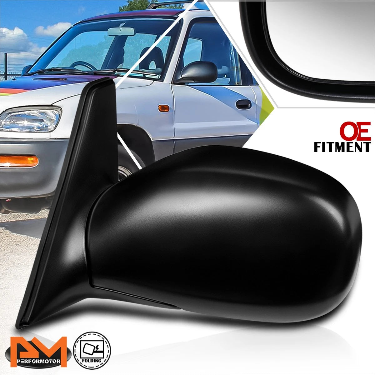 Left Manual Side Rear View Door Mirror for Toyota RAV4 (1996–2000)